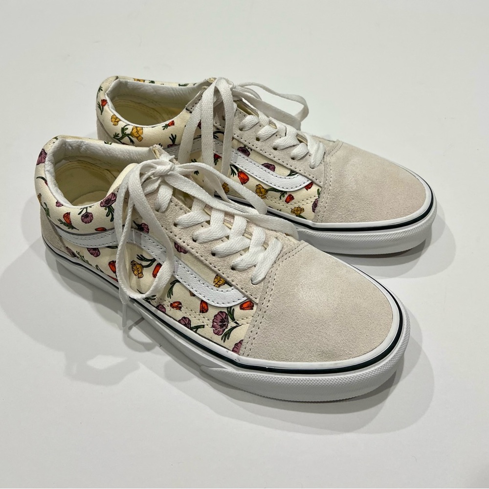 Vans White Floral Canvas Sneakers
